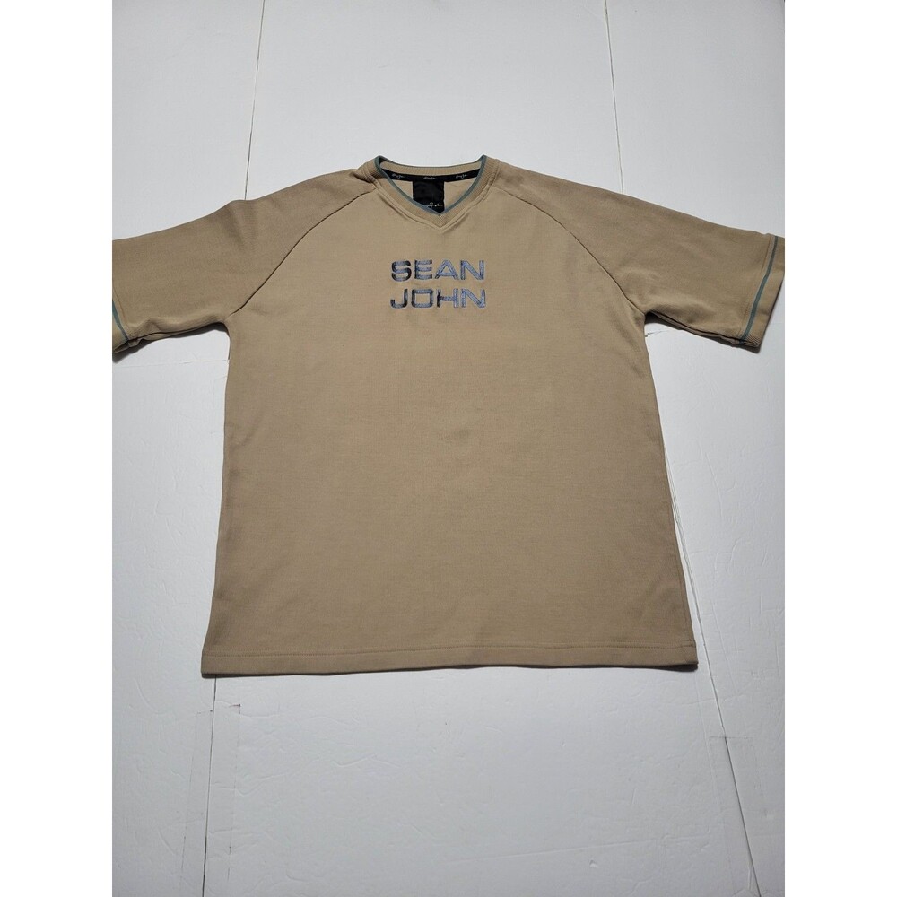 (#L6) Sean John Vtg Mens Large 100%Cotton Knit Short Sleeve Brown